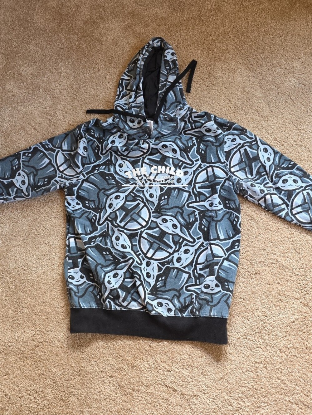 Disney Grogu Mandelorian Kids Blue-Grey & Black The Child (Grogu) Hoodie